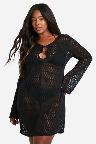 Vestido de playa de talla grande con detalle de aro