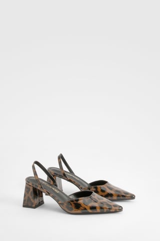 Boohoo zapatos de salón de tacón bloque con estampado de leopardo y horma ancha