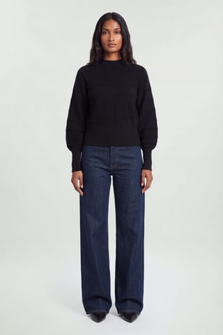 Karen Millen Top de punto de manga larga con detalle de canalé y efecto lana
