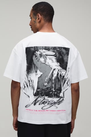 Afterlight Skull Print Camiseta oversize de manga corta