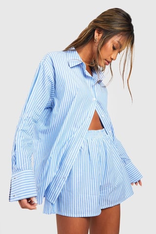Pantalón corto de pijama de algodón con rayas diplomáticas