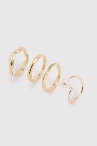 Pack múltiple de anillos con detalle de perlas