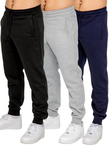 Kruze | Pack de 3 joggers de forro polar para hombre - BLK/GRY/NVY