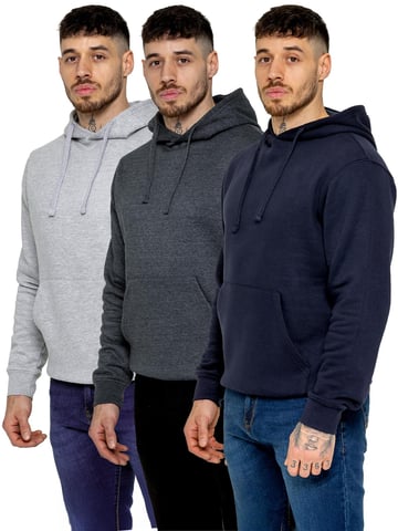 Kruze | Pack de 3 sudaderas con capucha de forro polar para hombre - BLK/NVY/CHAR