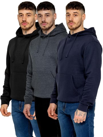 Kruze | Pack de 3 sudaderas con capucha de forro polar para hombre - BLK/NVY/CHAR