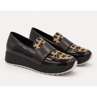 Mocasín Marrón Leopardo Cuña Confort Montevita 105429