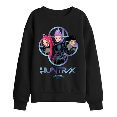 K-Pop Demon Hunters Sudadera con logo Huntr/X para niñas/niños (Negro)