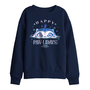 K-Pop Demon Hunters Sudadera de Navidad Happy Pawlidays Derpy Tiger para niños (Azul marino)