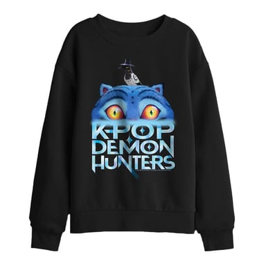 K-Pop Demon Hunters Sudadera infantil/para niños con logotipo de Derpy Tiger hundiéndose (Negro)