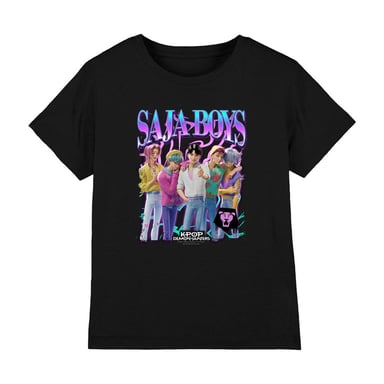K-Pop Demon Hunters Camiseta infantil/para niños con logo de Saja Boys (Negro)