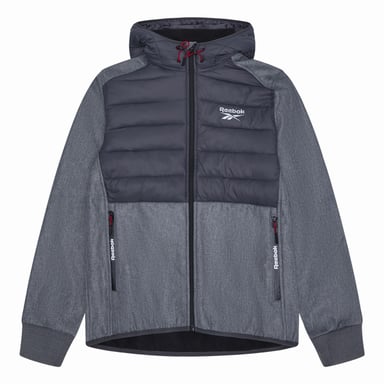 Reebok Chaqueta masculina de materiales combinados (gris hielo)