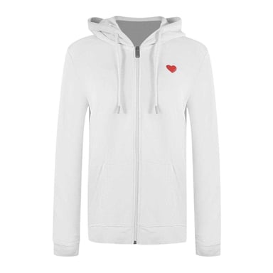 Love Moschino Sudadera con capucha de cremallera completa para mujer Love Small Logo (Blanco)