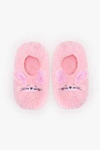 Penti Calcetines tipo zapatilla de cuadros con conejito para niña
