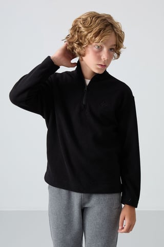 Sudadera juvenil con media cremallera y bordado