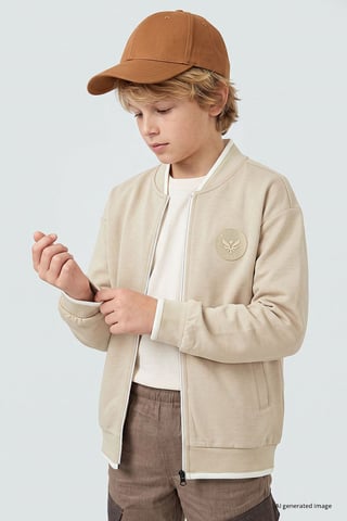 Sudadera juvenil con cuello redondo y cremallera