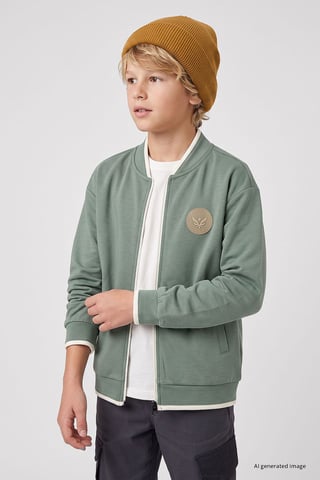Sudadera juvenil con cremallera y cuello redondo