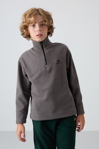 Sudadera juvenil con media cremallera y bordado