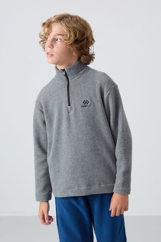 Sudadera juvenil con media cremallera y bordado