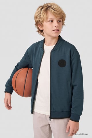 Sudadera juvenil con cremallera y cuello redondo