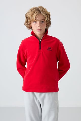 Sudadera juvenil con media cremallera y bordado