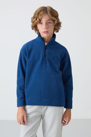 Sudadera juvenil con media cremallera y bordado