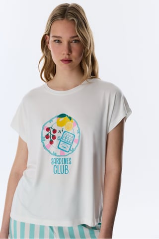 Hailey Food Print camiseta de pijama de manga corta