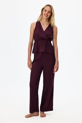 Aurora Dark Floral Satin Top de pijama de tirantes