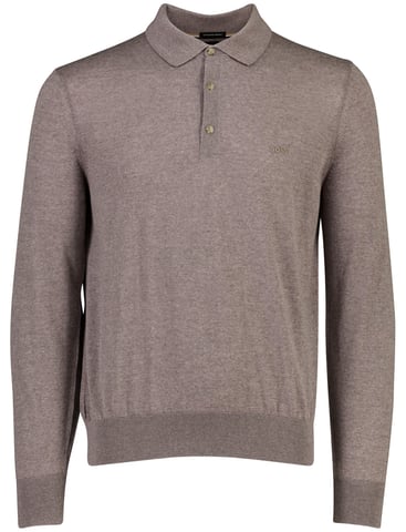 BOSS Black polo de lana marrón