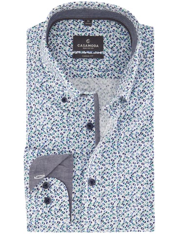 CASA MODA Casual Fit camisa azul con estampado de lunares