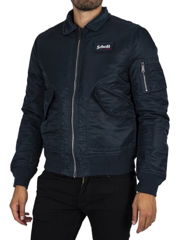 Schott Chaqueta De Bombardero Con Insignia Extraíble, Azul