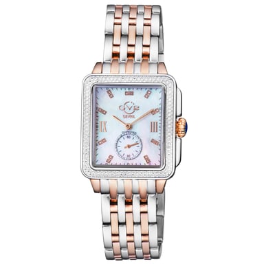 Reloj de mujer Gv2 Bari Swiss Quartz con esfera de nÃ¡car, diamantes, tono bicolor oro rosa y acero inoxidable.