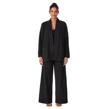 DKNY Conjunto de pantalón y chaqueta de felpa elástica Negro