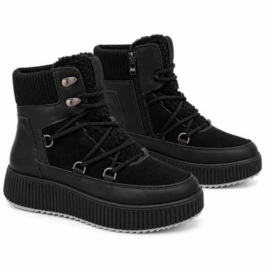 Botín Negro con Cordones y Plataforma Montevita Bottivita84 105539