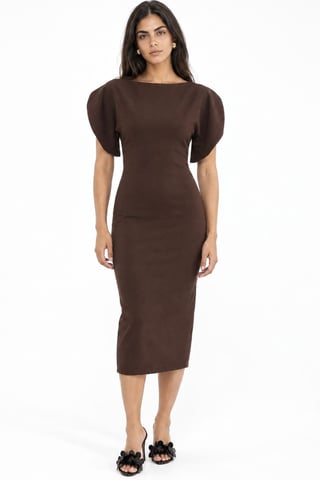 Busem Vestido midi de mujer con cuello redondo