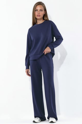 Modal Touch Basic Sudadera y pantalón de pierna ancha, conjunto coordinado de dos piezas