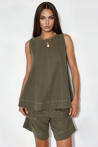 Stitch Detail Relax Fit Conjunto coordinado