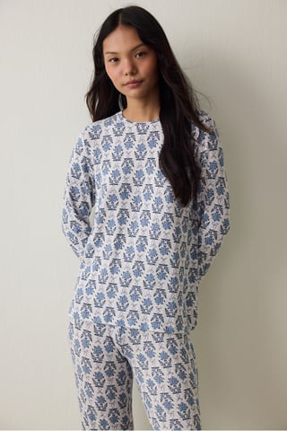 Penti parte de arriba de pijama tipo sudadera con efecto térmico y estampado floral