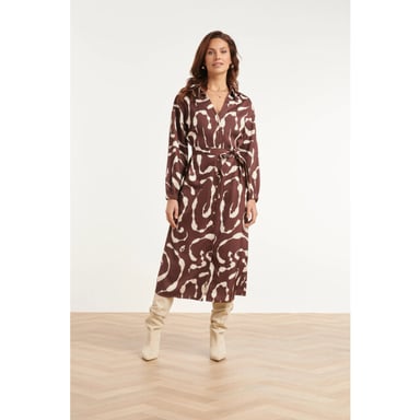 Smashed Lemon Vestido camisero midi con estampado abstracto |