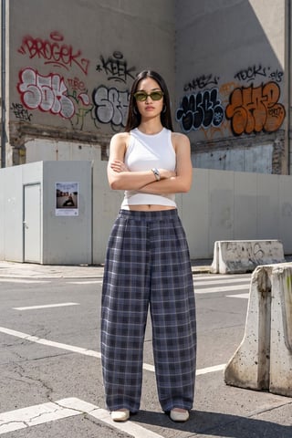 Pantalones de cuadros con cintura elástica y detalle de bolsillos Hiccup