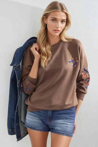Sudadera de mujer con cuello redondo