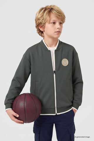 Sudadera juvenil de cuello redondo con cremallera