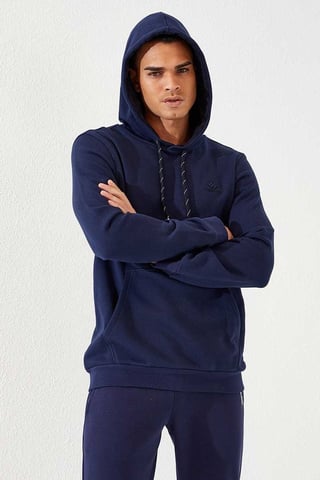 Tommy Life Sudadera de hombre lisa con capucha y bolsillo