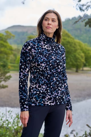 'Camber' Chaqueta polar de mujer a rayas, media cremallera, cálida, acogedora, jersey, morado