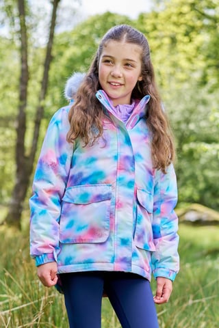 'Ranger' chaqueta parka estampada para niños, abrigo cálido y acogedor resistente al agua, rosa empolvado