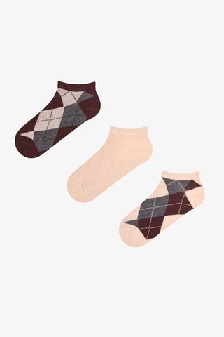 Calcetines de algodón brillantes con estampado de cuadros y rombos, pack de 2, tobilleros