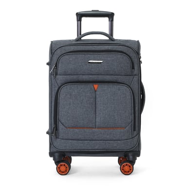 Maleta de cabina Soft Shell negra de lino 56x37x24cm con 8 ruedas