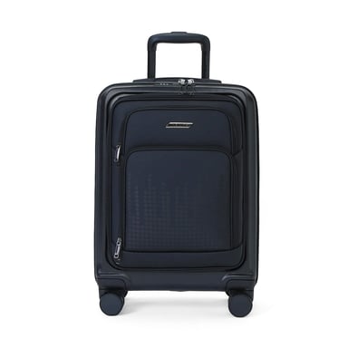Maleta de cabina híbrida ABS+PU negra 57x37x25cm 8 ruedas bolsillo delantero equipaje de cabina