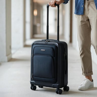 Maleta negra híbrida ABS+PU 57x37x25 cm 8 ruedas bolsillo delantero equipaje de cabina