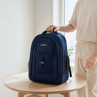Mochila trolley azul para portátil de 17" 1680D + PU con 2 ruedas