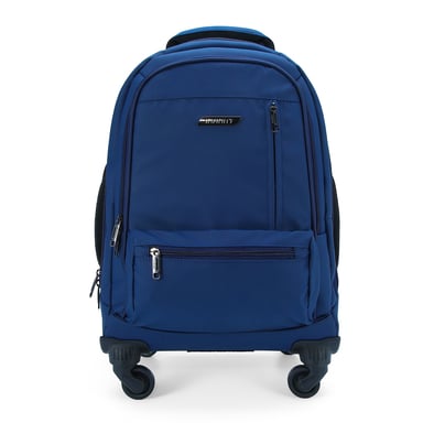 Mochila con ruedas para portátil de 19" azul, PU premium, trolley de 4 ruedas